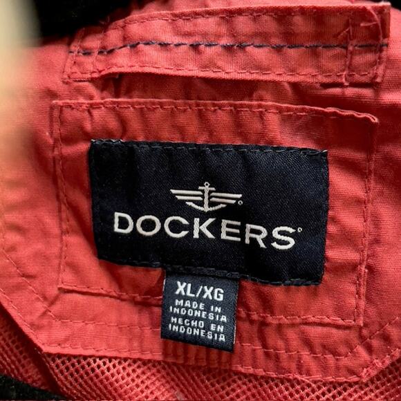 Dockers Red Rain Jacket/Coat/Slicker/Hood Parka Weather-resistant Rain Gear MED - Picture 9 of 9